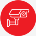 CCTV security icon in a red circle