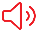 A red icon of a speaker, signaling sound being enabled